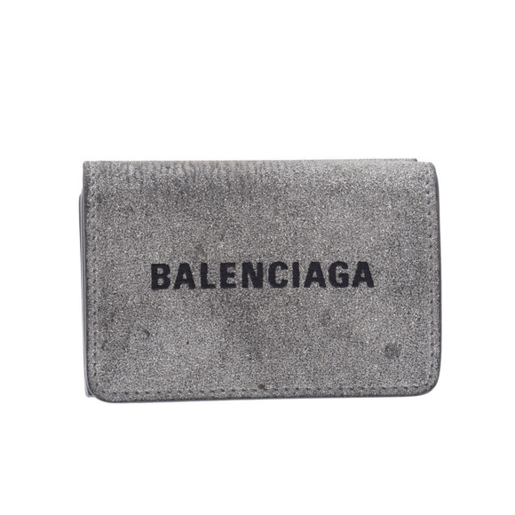 Balenciaga Wallet Everyday Leather Glitter Trifold Mini - Picture 1 of 12